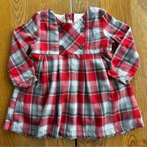 Ollie’s Place Warm Tartan Plaid Red Gray Holiday Dress | Size 18-24 months